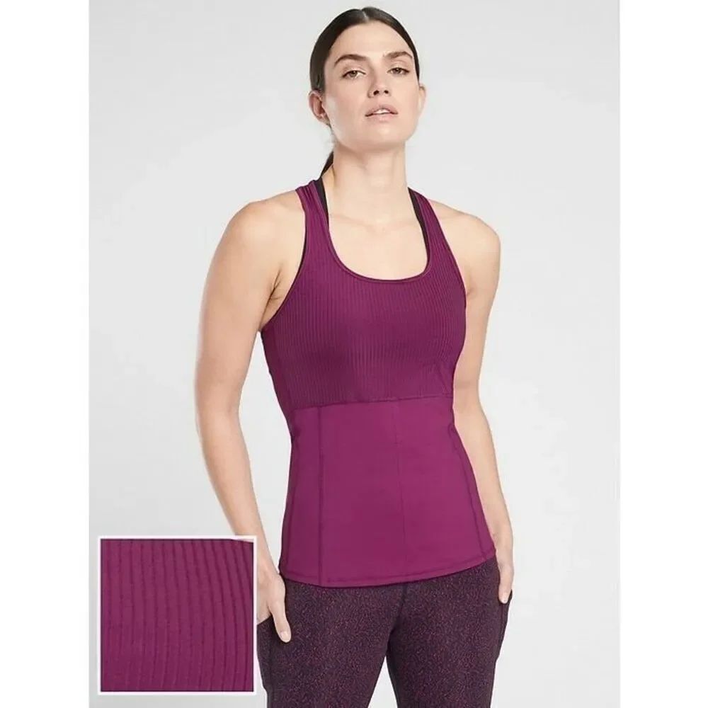 ATHLETA Vitality Rib Tank XS Velvet Plum Athletic yoga Athleisure workout fitnes